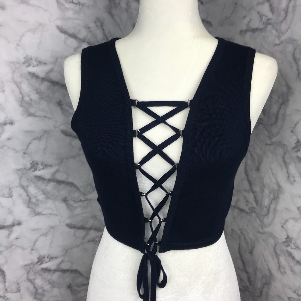 Silence + Noise Knit Lace Up Top